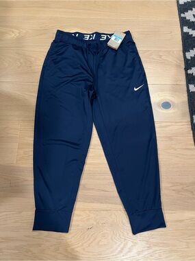 Nike womens Navy Athletic Jogger Pants with White Swoosh